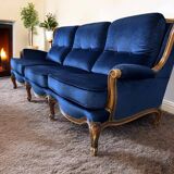 Vintage blue baroque sofa / three-seater / armchair