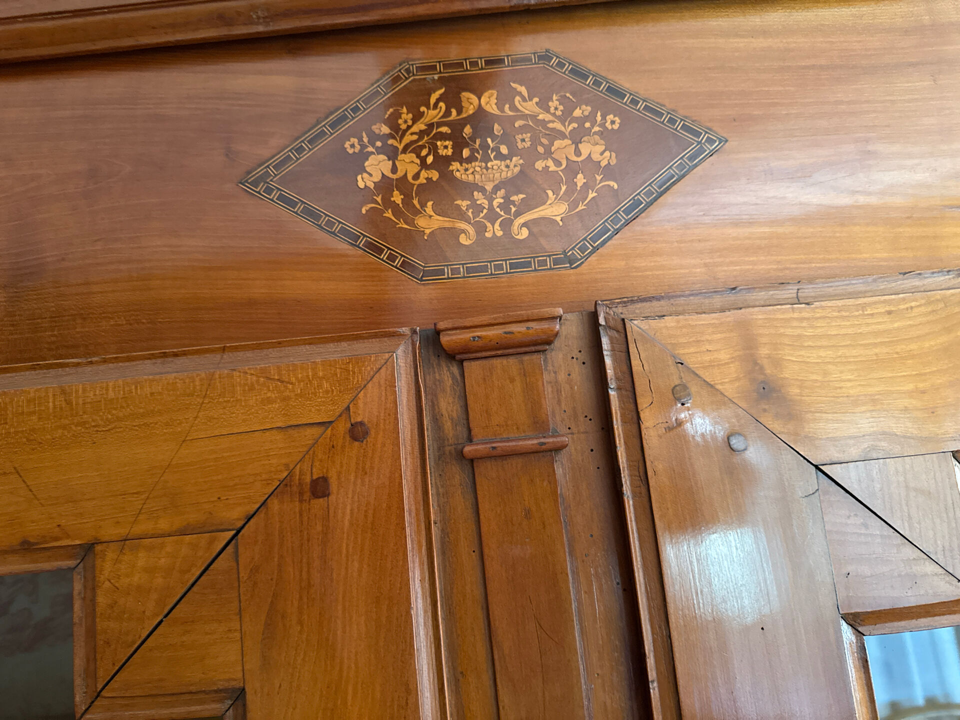 Walnut wardrobe in Louis XV Louis XVI transitional style