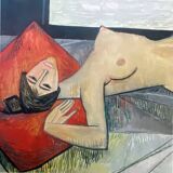 Large painting "forbidden fruits" signed