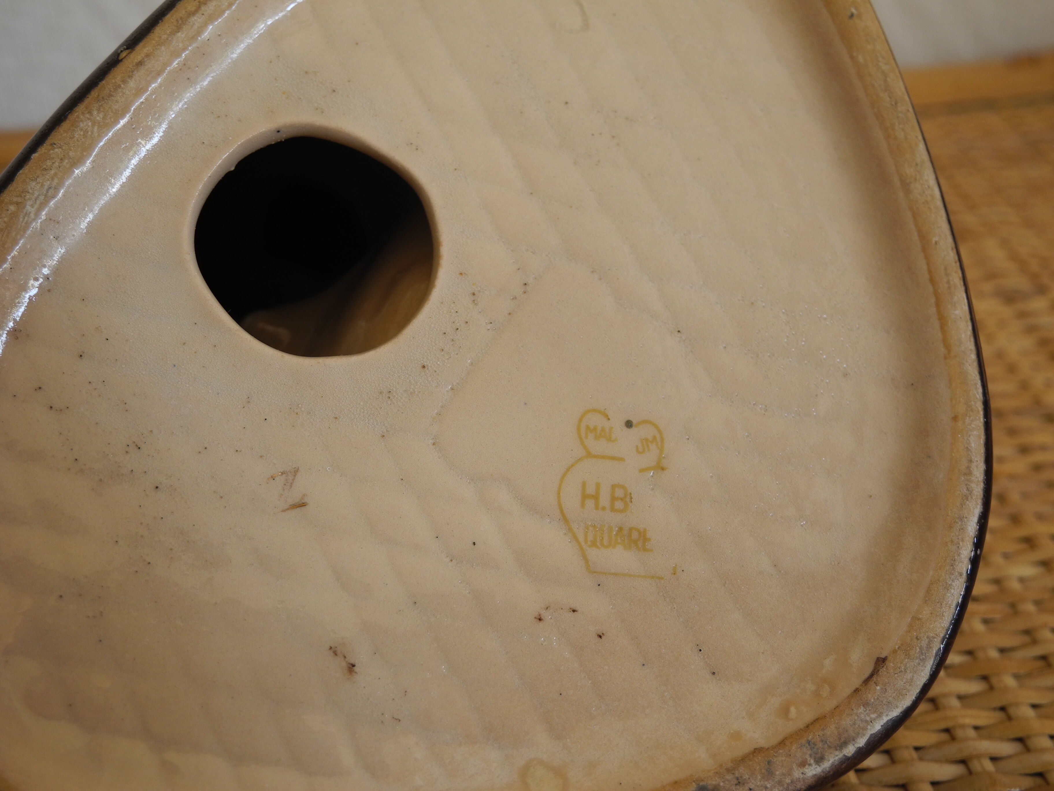 H.Bequet vintage ashtray earthenware Belgium zoomorphic dog