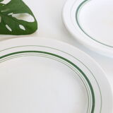 Ensemble de 4 assiette Mouin des Loups motif vert, vintage français, rustique, campagne