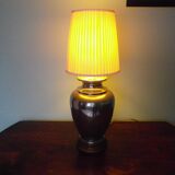 Living room mood lamp, silver metal base, wooden base, pleated lampshade