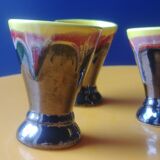 Set of five glazed ceramic coquetiers vintage 60s