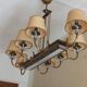 Vintage chandelier in gilded brass, chromed metal and plexiglass from the 1950s
