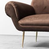 Canapé 3 places en velours marron gigi radice minotti 1950s vintage modernism