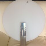 Circular frosted glass wall lamp and aluminum headband by Vetri Murano, vintage 70s-80s