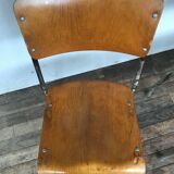 Series of 6 vintage industrial school chairs stackable 1950 thermophorized seating