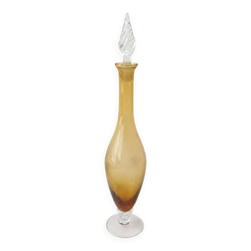 Carafe italienne en verre jaune années 60