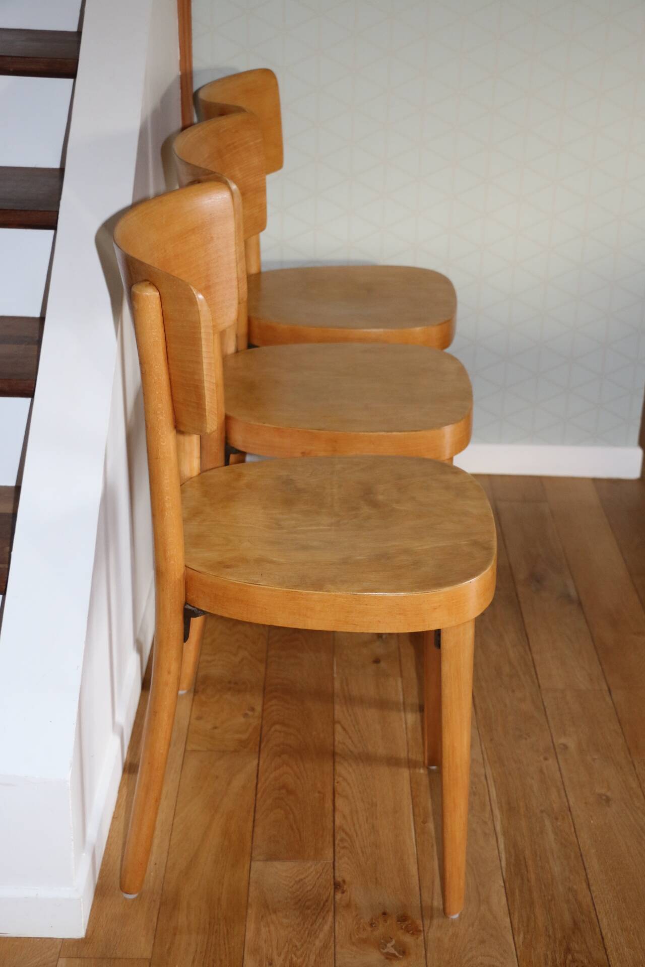 Série de 3 chaises bistrot 1950