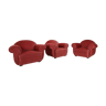 Art Deco armchairs in red upholstery, 1930