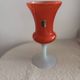 Mid-century modern Italian art glass chalice vase – Orange coated and Opa