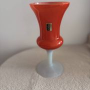 Mid-century modern Italian art glass chalice vase – Orange coated and Opa