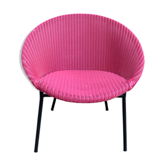 Armchair Lloyd Loom vintage rose