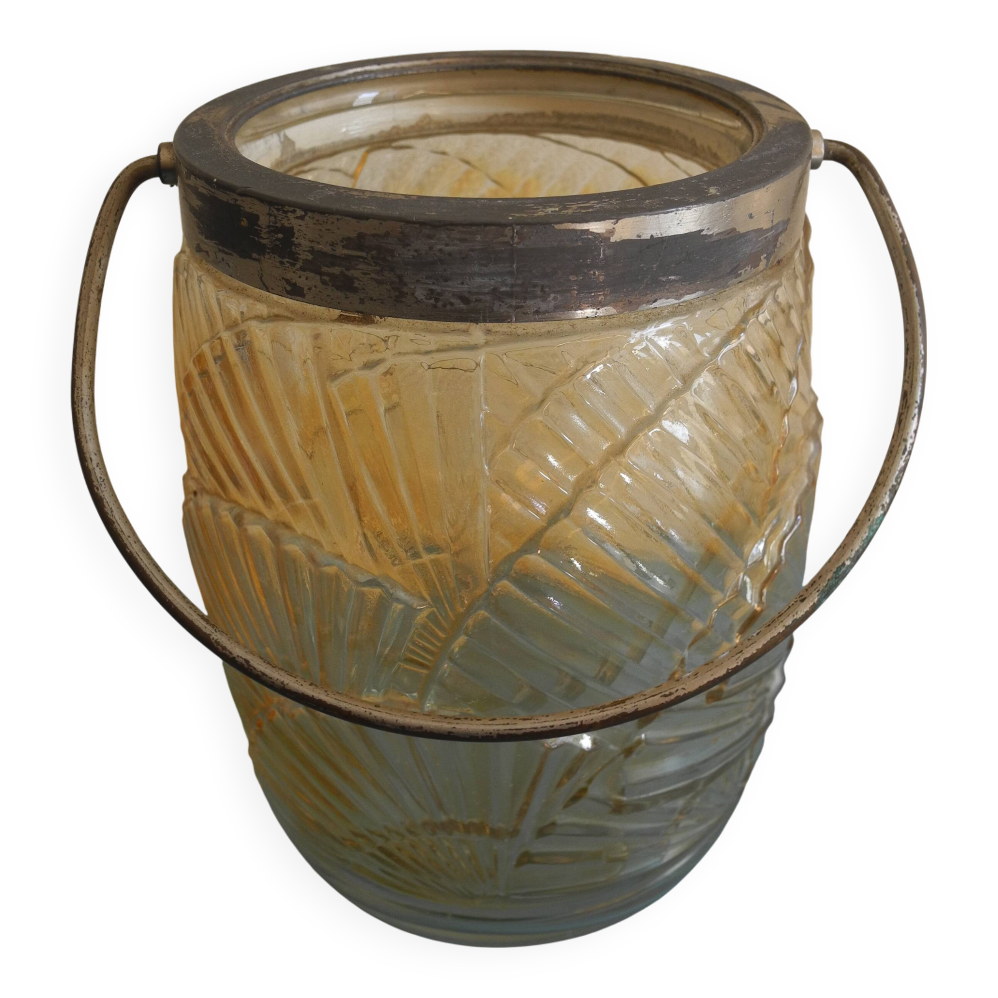 antique french biscuit tin bucket art deco fans 30s