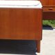 Antique teak bed with integrated bedside table