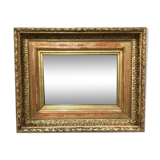 Miroir cadre ancien dit barbizon fin 1800 mouluré bois doré feuilles d'or art