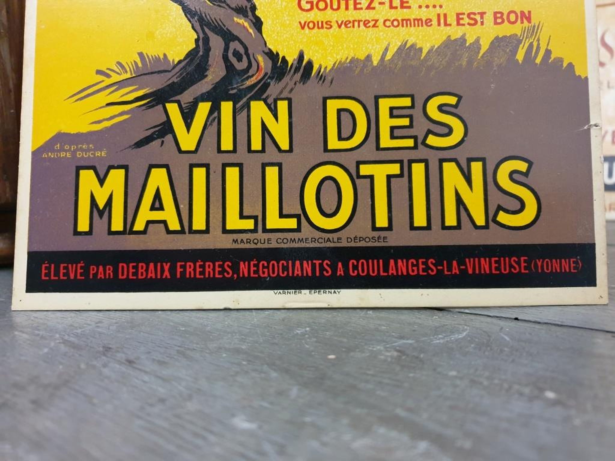 Old advertising of Bistrot - Advertising poster Vin des Maillotins