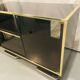 Sideboard, black lacquered and brass Hi-fi unit by Roche Bobois, circa 1970