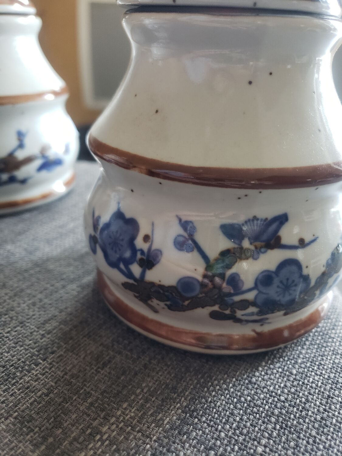 3 pots decor japonisant en gres