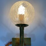 Pair of wall lamps in brass and glass Hillebrand, Germany 1960