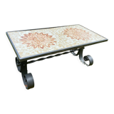 Coffee table mosaic wrought iron 60s
