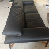 Roche Bobois black leather sofa
