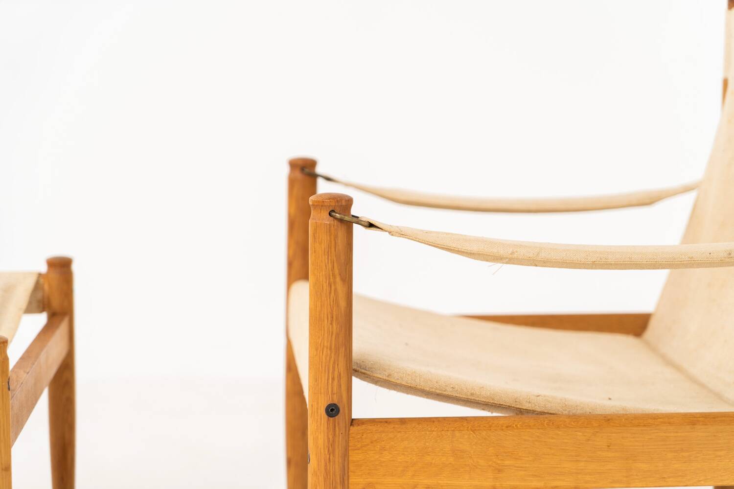 Chaise safari et ottoman en chêne par Niels Eilersen pour Erik Wørts