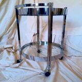 Vintage chrome and glass serving trolley from the 1970s