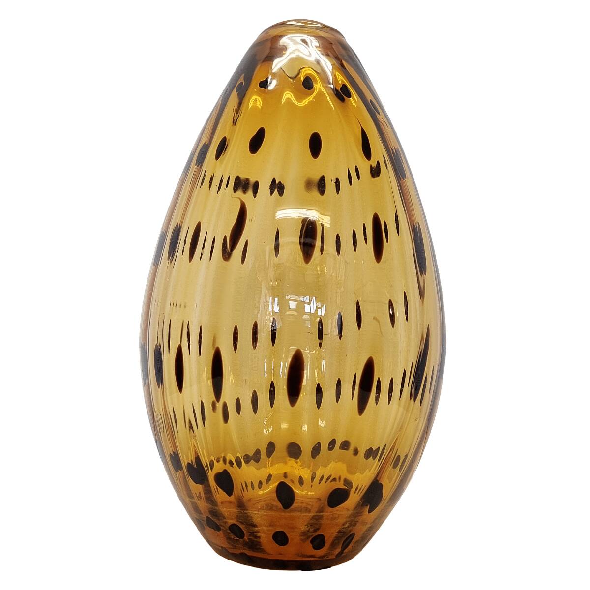 Vase en verre soufflé à la bouche panthère vintage, années 1980/90.