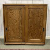 1930s English fir sideboard with sliding doors