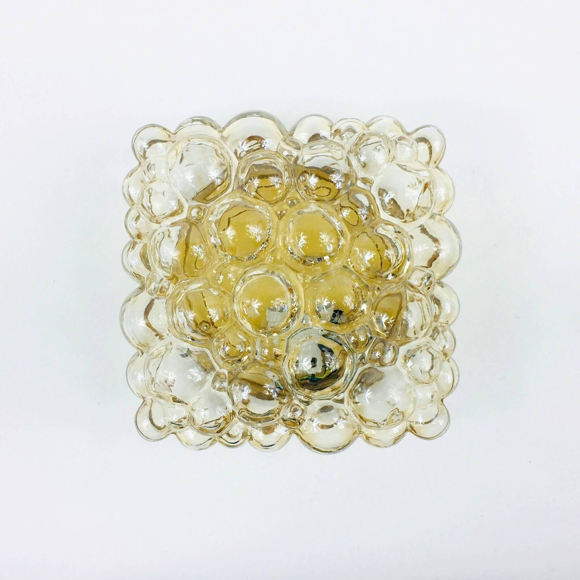 Mid-Century Amber Bubble Glass Flushmount or Wall Light by Helena Tynell for Limburg, Germany, 1960s