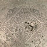Large 20th century oriental tea tray engraved in metal color Width 66 cm