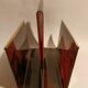 Vintage magazine holder tortoiseshell style & golden brass. Italy 1970
