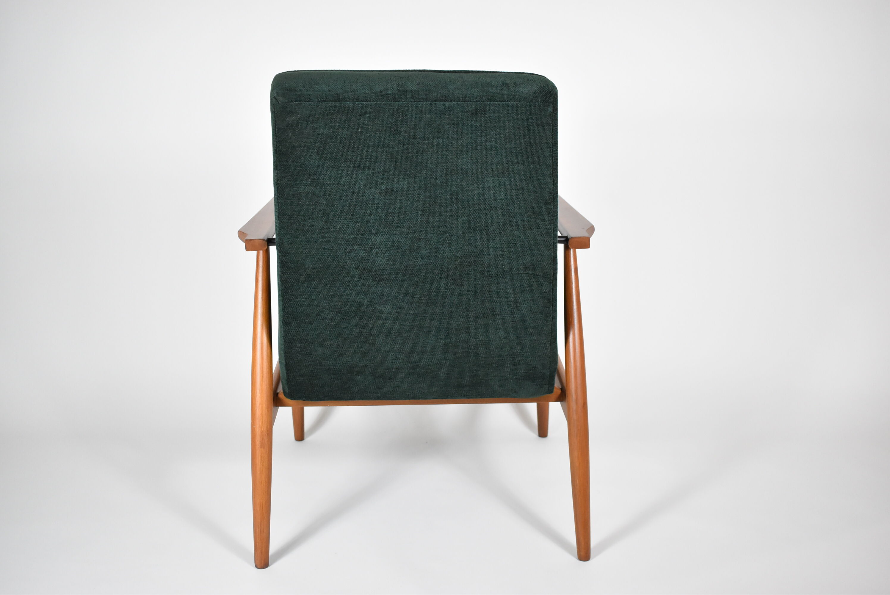 Vintage armchair "Fox", restored, green forest fabric, 60s