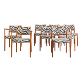 Set of 8 chairs models 80 and 65 by Niels O. Møller, Denmark, 1960s.