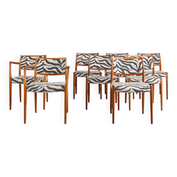 Lot de 8 chaises modèles 80 et 65 par Niels O. Møller, Danemark, années 60