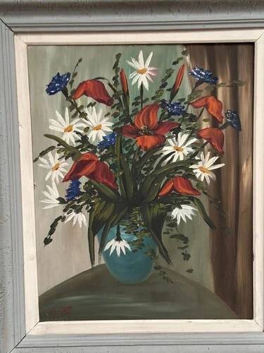Original Oil on Panel “Bloomer” by Hartiviq Dated 1954 Vintage & Framed 57×66cm
