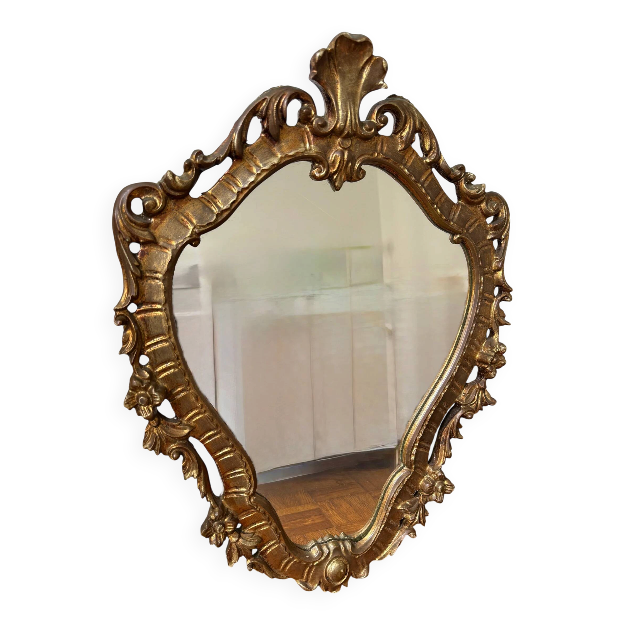Golden rococo wall mirror