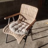 White wicker armchair