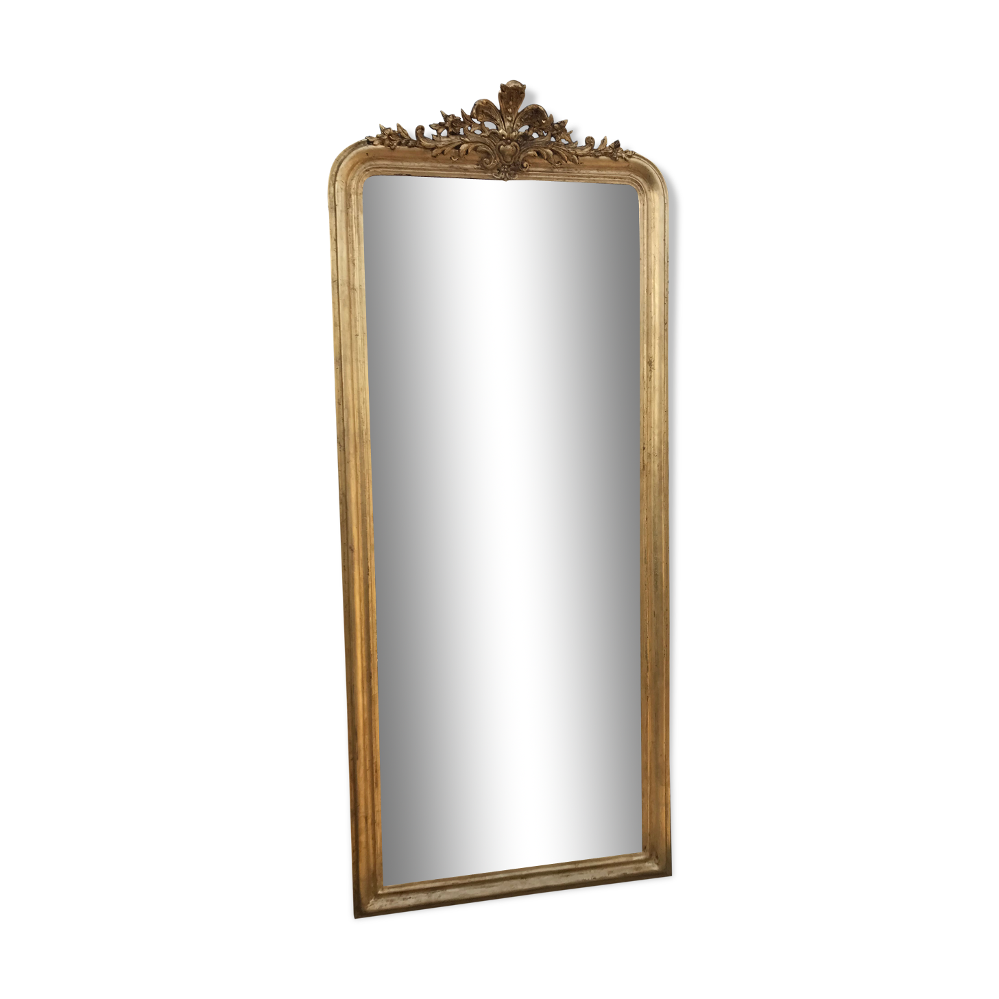 Golden Louis-philippe mirror with pediment 170x72 cm