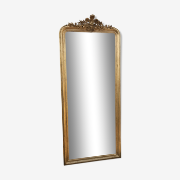 Miroir Louis-philippe doré à fronton 170x72 cm