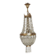 French Empire Style Bronze Single Montgolfier Crystal Basket Chandelier