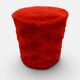 Pouf vintage coffre Space Age en fourrure rouge – 1970