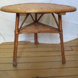Rattan table, triangular, vintage.