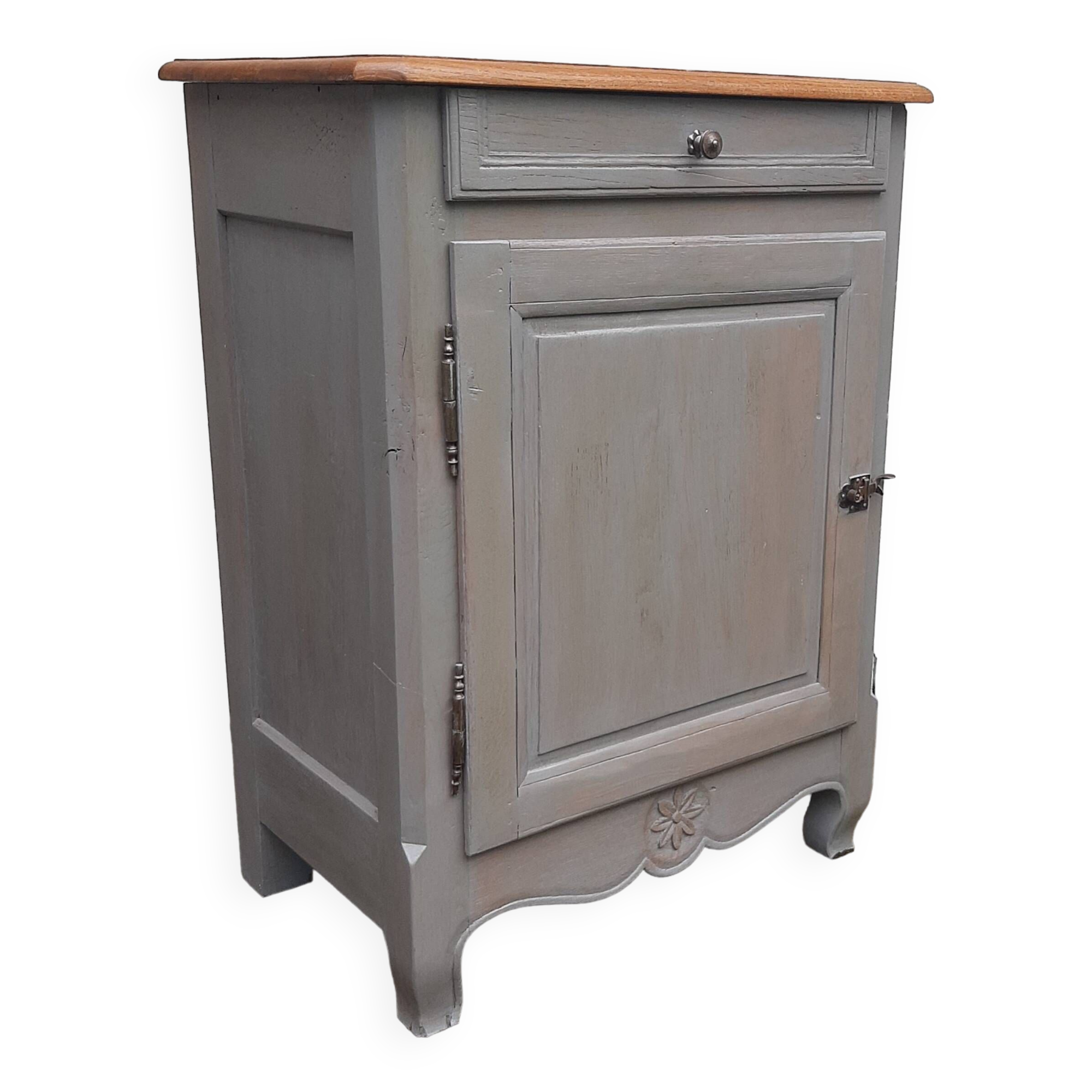1-door sideboard in gray patinated wood