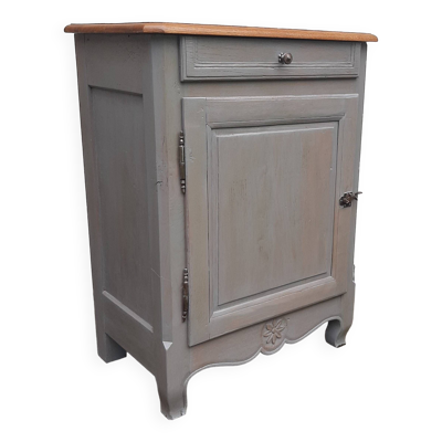 Buffet 1 porte en bois patiné gris