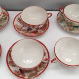 Set of seven tea cups and five sub-cups made of Japanese porcelain