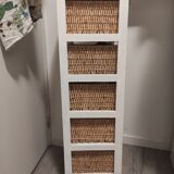 Commode bois avec 5 tiroirs en osier