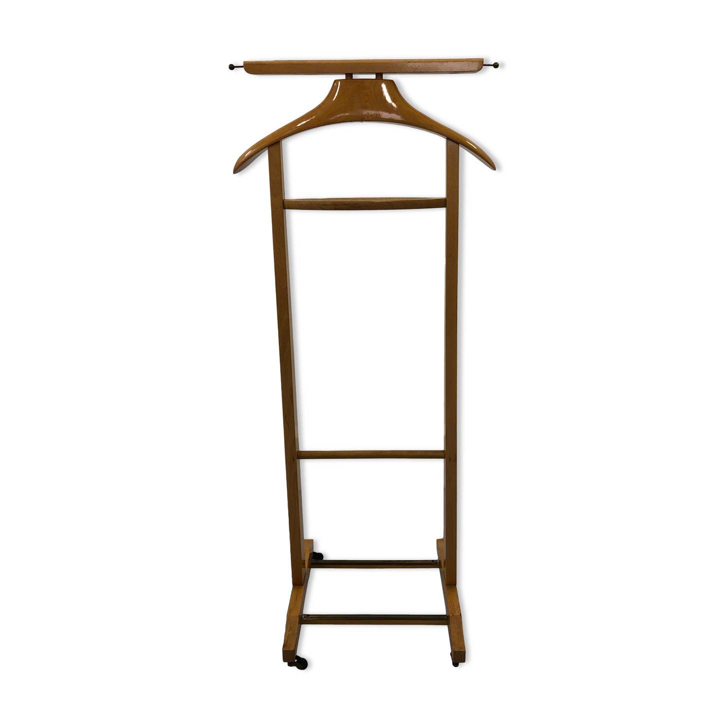 Mid-Century Italian Beechwood & Brass Suit Rack from Fratelli Reguitti, 1950s