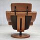1980s, Swedish swivel armchair, nubuck leather, canvas, bent beech wood.
